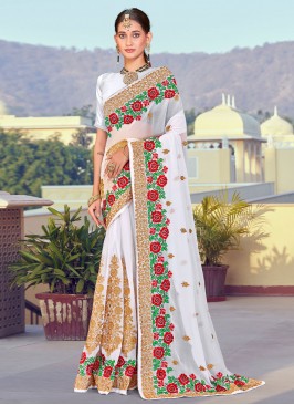 Blissful White Contemporary Saree