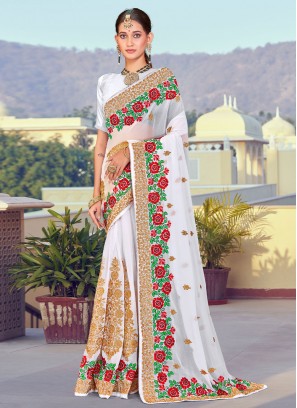 Blissful White Contemporary Saree