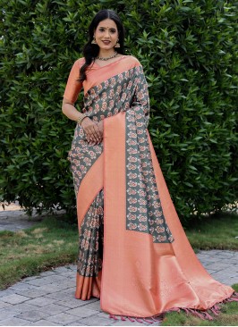 Blooming Banarasi Silk Ceremonial Trendy Saree