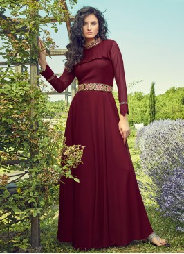 Blooming Plain Georgette Trendy Gown