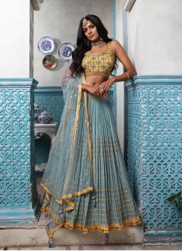 Blue And Yellow Color Chaniya Choli