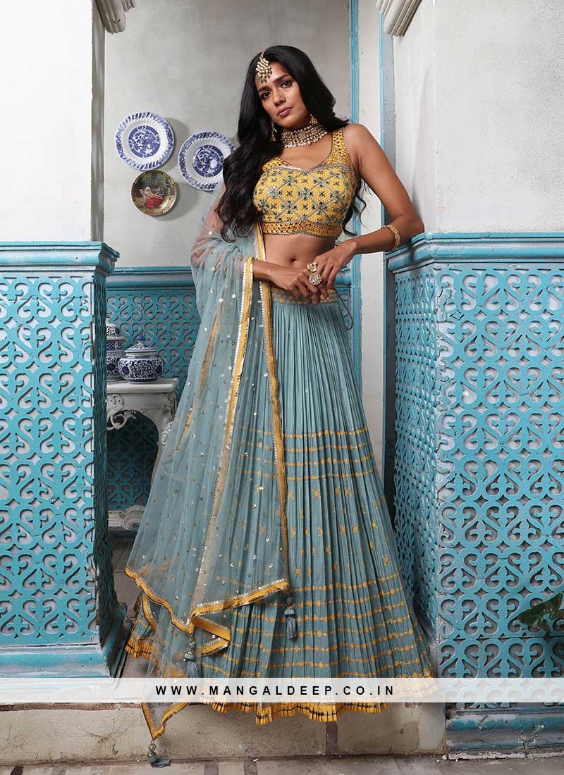 Blue And Yellow Color Chaniya Choli