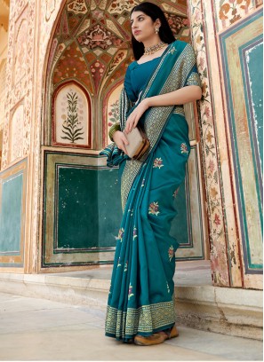 Blue Banarasi Silk Designer Traditional Saree