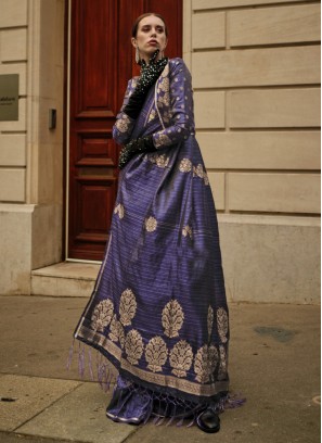 Blue Ceremonial Contemporary Saree