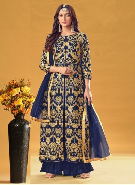 Blue Ceremonial Readymade Salwar Kameez