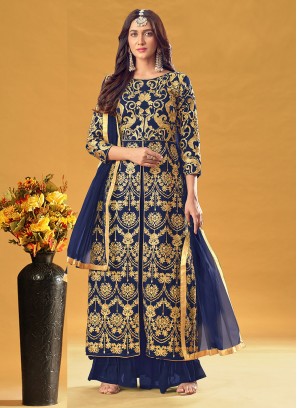 Blue Ceremonial Readymade Salwar Kameez