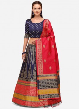 Blue Color Art Silk Woven Lehenga Choli