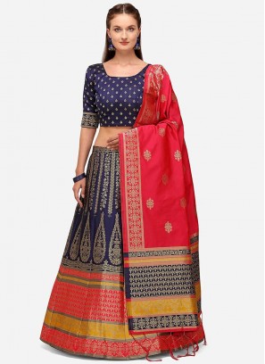 Blue Color Art Silk Woven Lehenga Choli