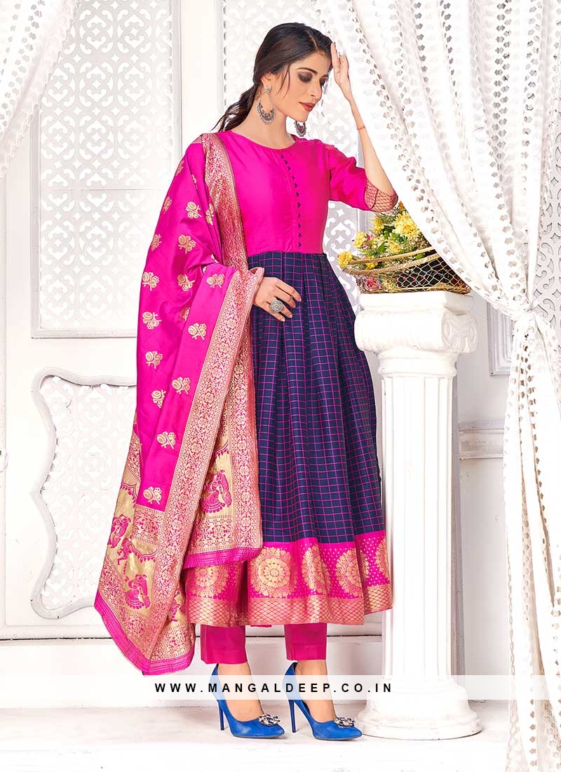 Buy Online Anarkali gown with Heavy Banarasi Dupatta From ...