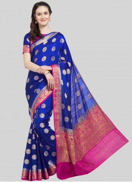 Blue Color Banarasi Silk Fancy Saree