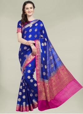 Blue Color Banarasi Silk Ladies Saree