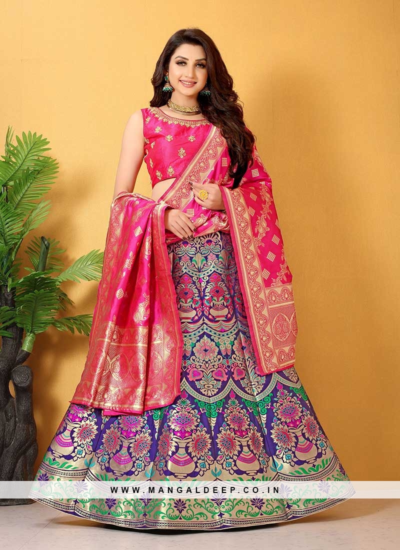 Buy Maroon Gaji Silk Lehenga Choli Online At Ethnic Plus