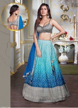 Blue Color Bandhej Print Lehenga