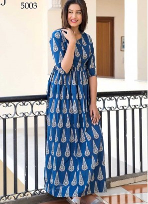 Blue Color Casual Wear Gown