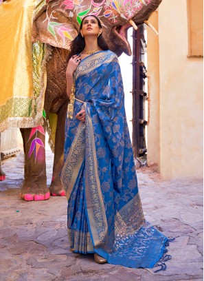 Blue Color Designer Traditional Saree