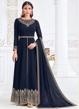 Blue Color Georgette Embroidered Suit