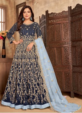 Blue Color Georgette Floor Length Suit