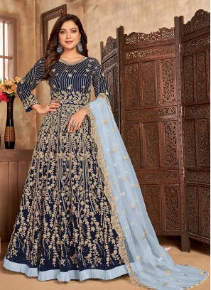 Blue Color Georgette Floor Length Suit