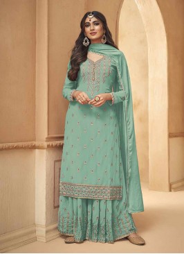 Blue Color Georgette Palazzo Suit