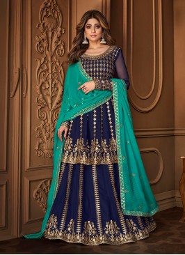 Blue Color Georgette Sequins Work Pakistani Suit