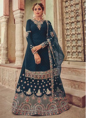 Blue Color Georgette Sharara Suit