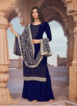 Blue Color Georgette Sharara Suit