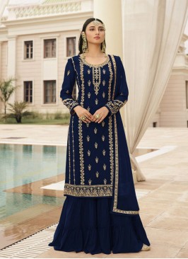 Blue Color Georgette Shrara Suit