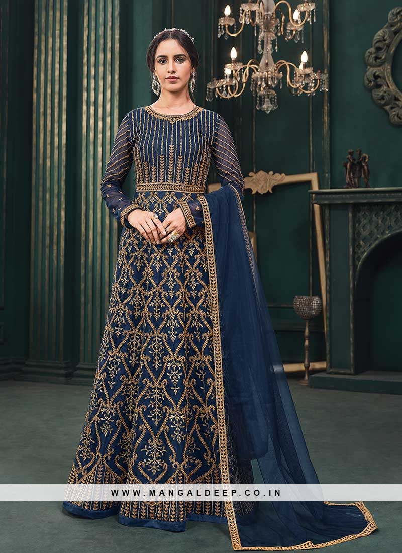 Blue Color Net Anarkali Suit