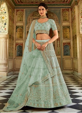Blue Color Organza Embroidered Lehenga Choli