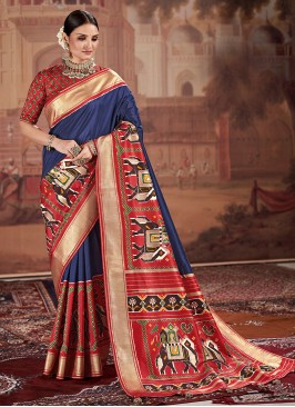 Blue Color Patola Silk Saree