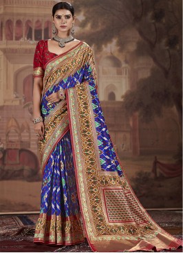 Blue Color Patola Silk Saree