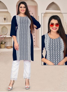 Blue Color Sequins Kurti With Bottom