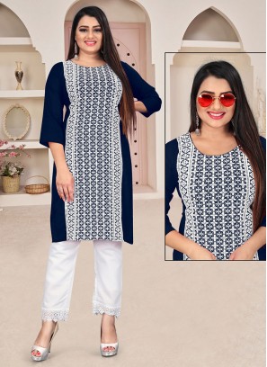 Blue Color Sequins Kurti With Bottom