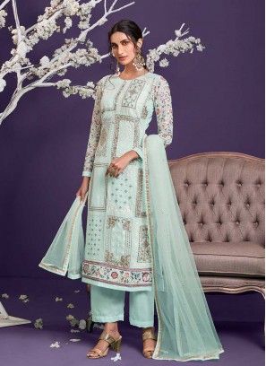 Blue Color Sequins Work Salwar Suit