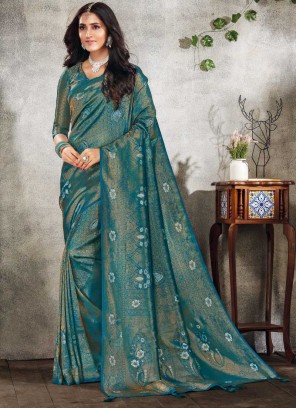 Blue Color Silk Designer Saree