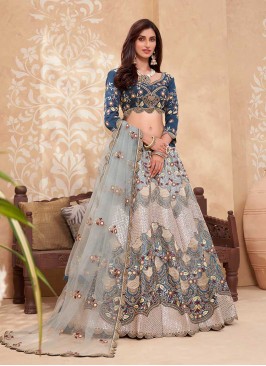 Blue Color Silk Embroidered Lehenga