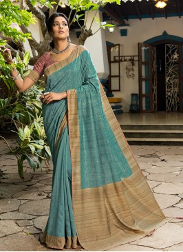 Blue Color Silk Fancy Saree