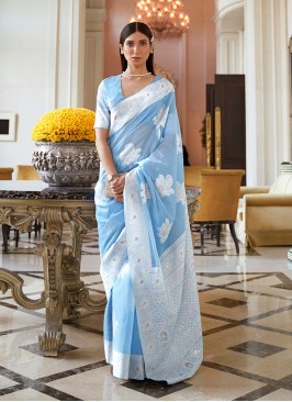 Blue Color Silk Fancy Saree