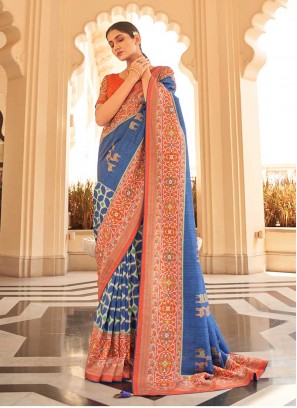 Blue Color Silk Party Wear Saree