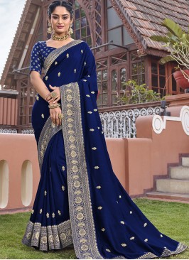 Blue Color Silk Party Wear Saree