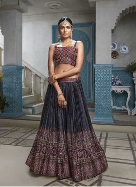 Blue Color Silk Printed Lehenga Choli