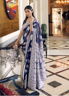 Blue Color Silk Saree For Women