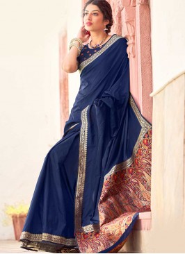Blue Color Silk Tradiotional Wear Saree