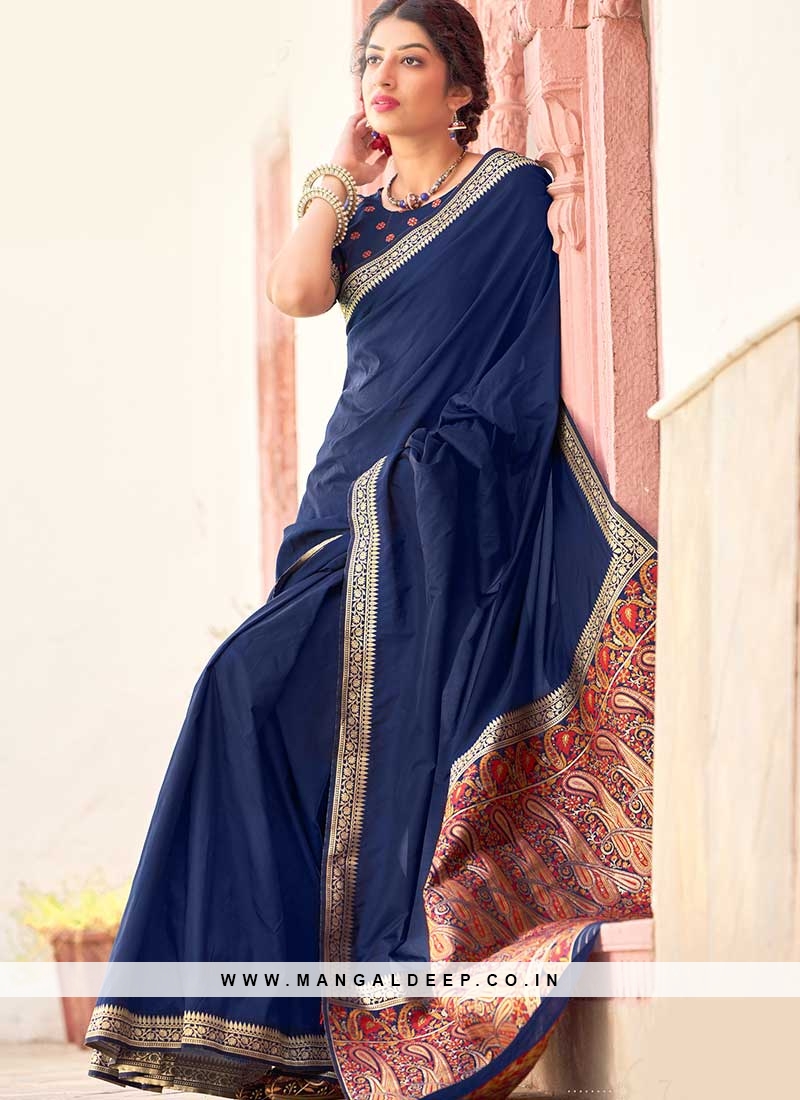 Blue Color Silk Tradiotional Wear Saree