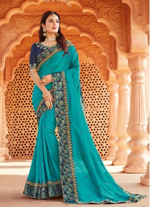 Blue Color Silk Wedding Saree