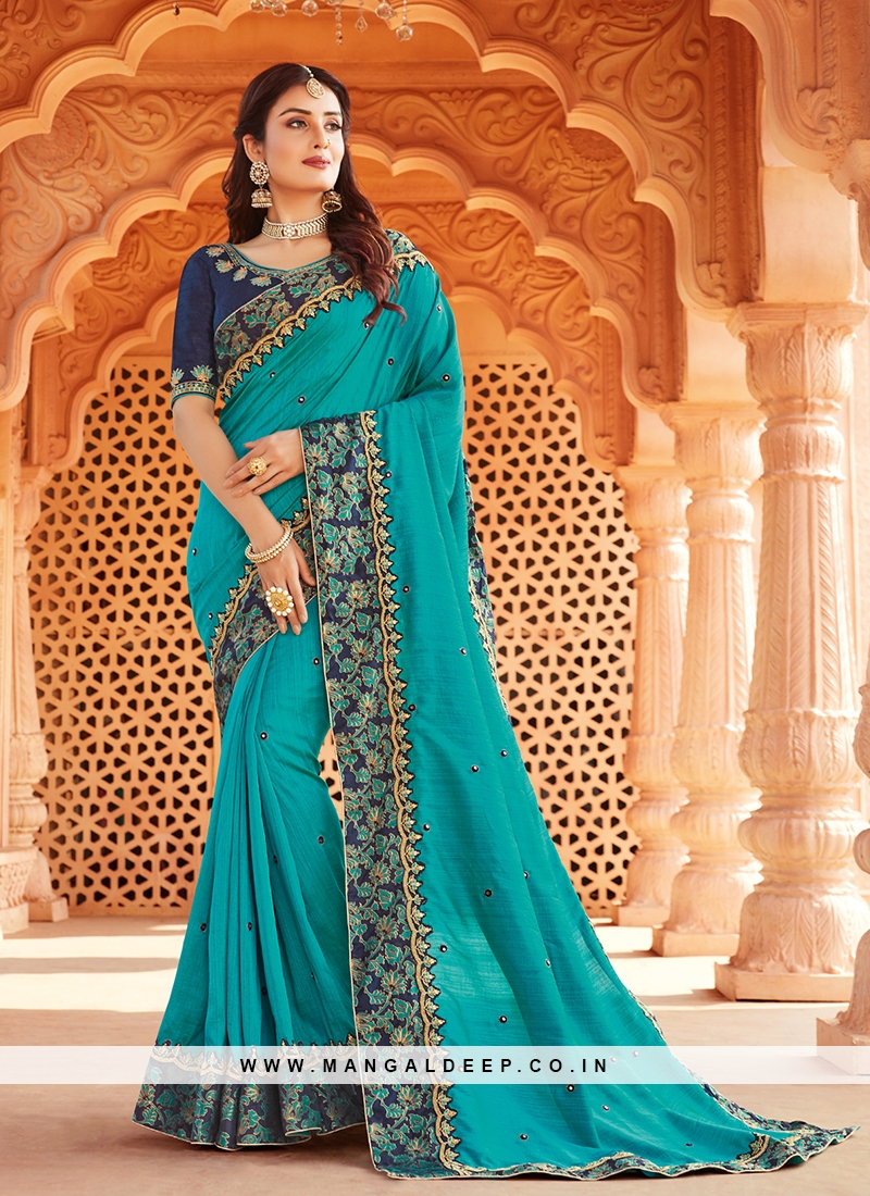 Blue Color Silk Wedding Saree