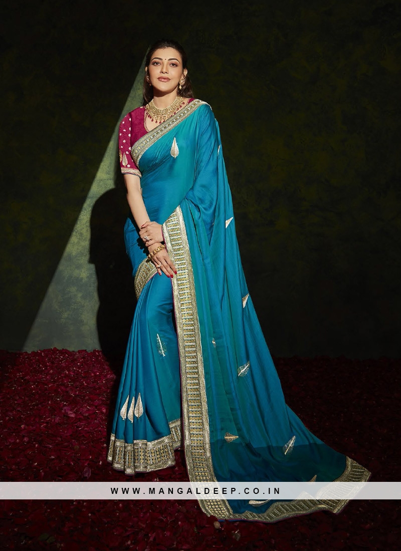 Blue Color Silk Wedding Wear Saree