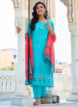 Blue Color Straight Salwar Kameez