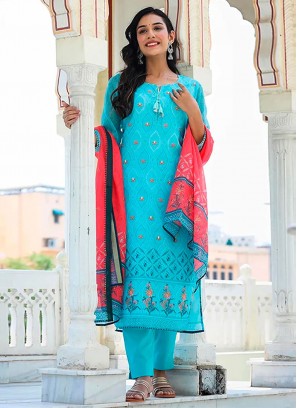 Blue Color Straight Salwar Kameez