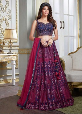 Blue Color Thread Work Lehenga